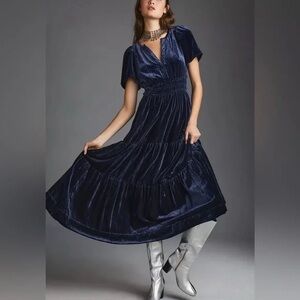 Anthropologie Somerset Velvet Dress